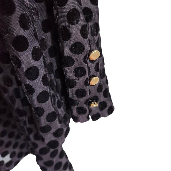 Talbots Shirt Black Medium Women's 3/4 Sleeve Polka Dot Top Blouse Velvet NEW - Picture 4 of 12